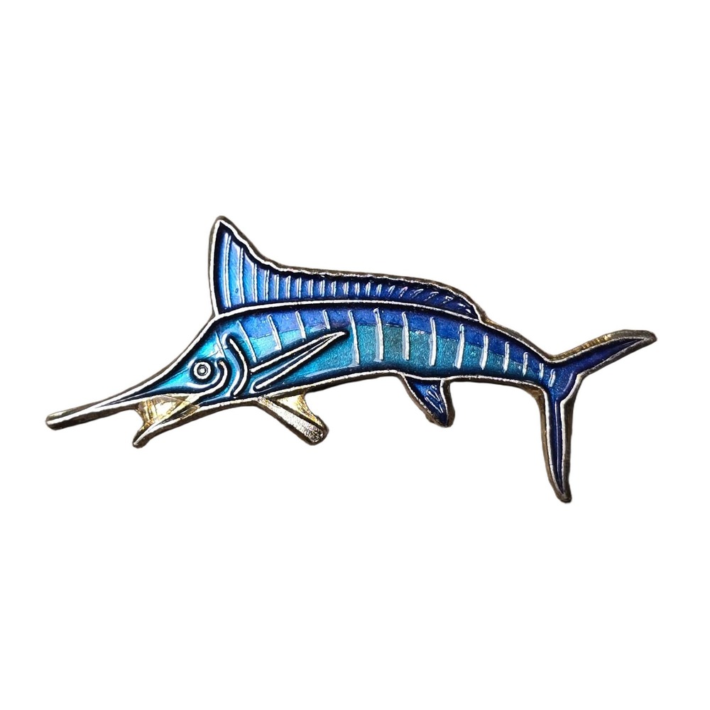 Vintage Blue Marlin Fish Nautical Ocean Lapel Vest Hat Pin K19